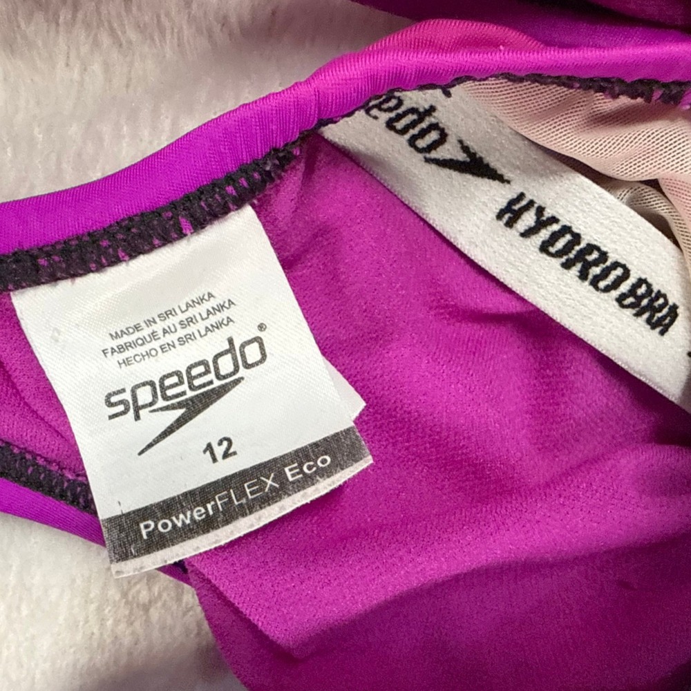 Speedo 12 PowerFlex Quantum Splice Eco One Piece Swimsuit Grey Pink Training - Picture 7 of 8
